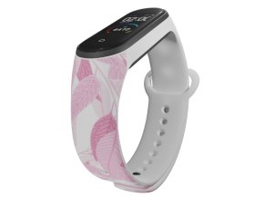 Náhradní náramek Mi band 3/4/5/6/7 Růžové listí (Barevná varianta Bílá, Pro Přístroj Xiaomi Mi Band 7)