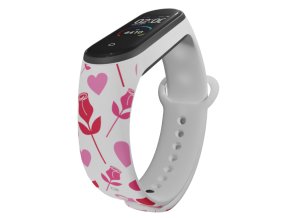 Náhradní náramek Mi band 3/4/5/6/7 Srdce a růže na Valentýna (Barva Vícebarevná, Pro Přístroj Xiaomi Mi Band 7)