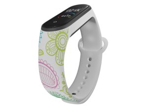 Náhradní náramek Mi band 3/4/5/6/7 Barevné kytky (Barevná varianta Bílá, Pro Přístroj Xiaomi Mi Band 7)