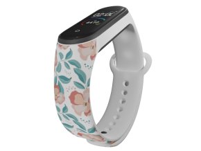 Náhradní náramek Mi band 3/4/5/6/7 Červené květiny (Barevná varianta Bílá, Pro Přístroj Xiaomi Mi Band 7)