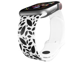 Apple watch řemínek Černobílé listy (Rozměr 42/44/45/46/49mm)