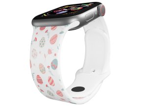 Apple watch řemínek Vajíčka a kytičky (Rozměr 42/44/45/49mm, barva pásku bílá)