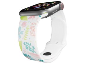 Apple watch řemínek Květy a větvičky (Rozměr 42/44/45/46/49mm, barva pásku bílá)