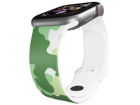 Apple watch řemínek Maskáč zelený (Barva Bílá, Rozměr 42/44/45/46/49mm)