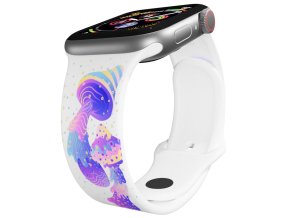 Apple watch řemínek Houbičky (Barva Bílá, Rozměr 42/44/45/46/49mm)