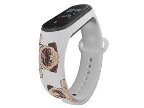 Náhradní náramek Mi band 3/4/5/6/7 Mopsík (Barva Vícebarevná, Pro Přístroj Xiaomi Mi Band 7)