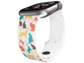Apple watch řemínek Kočičky (Rozměr 42/44/45/46/49mm, barva pásku bílá)