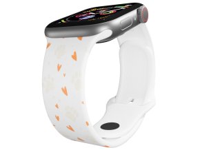 Apple watch řemínek Tlapičky se srdíčky (Barva Bílá, Rozměr 42/44/45/46/49mm)