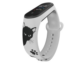 Náhradní náramek Mi band 3/4/5/6/7 Kočičák (Barevná varianta Bílá, Pro Přístroj Xiaomi Mi Band 7)
