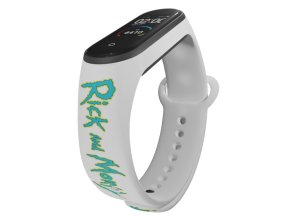 Náhradní náramek Mi band 3/4/5/6/7 Rick and Morty - Logo 2 (Barevná varianta Bílá, Pro Přístroj Xiaomi Mi Band 7)