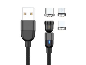 Magnetický nabíjecí kabel 3v1 (USB-C + Lightning + Micro USB) (Barevná varianta Fialová)
