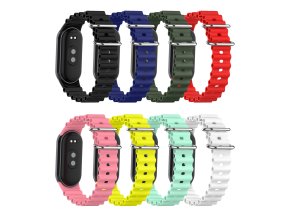 Vroubkovaný náramek s přezkou Mi band 8/9/10 (Barva Bílá, Pro Přístroj Xiaomi Mi Band 8/9/10)