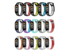 Dvojbarevný silikonový náramek Mi band 8/9/10 (Barva Bílo-Červená, Pro Přístroj Xiaomi Mi Band 8/9/10)