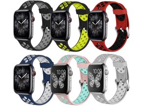 Perforovaný řemínek s přezkou pro Apple Watch 42/44/45/46/49mm (Barevná varianta Šedo-Bílý)