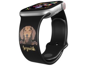 Apple watch řemínek Jezevčík (Rozměr 42/44/45/46/49mm, barva pásku bílá)
