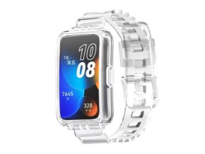 Transparentní silikonový řemínek pro Huawei Band 6/7/8 (Barva Zelený, Pro Přístroj Huawei Band 6/7/8)