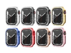 Ochranné dvojité kamínkové pouzdro se sklíčkem pro Apple Watch 45mm (Barva Zlatý)