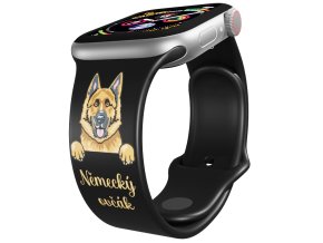 Apple watch řemínek Německý Ovčák (Rozměr 42/44/45/46/49mm, barva pásku bílá)