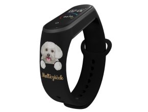 Náhradní náramek Mi band 3/4/5/6/7 Maltézský psík (Barevná varianta Bílá, Pro Přístroj Xiaomi Mi Band 7)