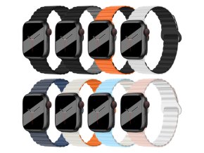 Silikonový magnetický řemínek pro Apple Watch 38/40/41/42(S10)mm (Barva Růžovo-Bílá)