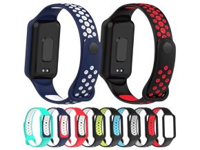 Perforovaný náhradní náramek Mi Band 8 Active / Redmi Band 2 (Barevná varianta Červeno-Bílý)