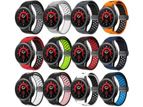 Perforovaný magnetický řemínek pro Samsung Watch 4/5/6 (Barva Černo-bílý s černou přezkou)