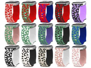 Gravírované zvířecí vzory řemínek pro Apple Watch 42/44/45/46/49mm (Barva Zeleno-černá)