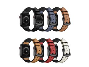 Koženo-silikonový řemínek pro Apple Watch 38/40/41/42(S10)mm (Barva Bílá)