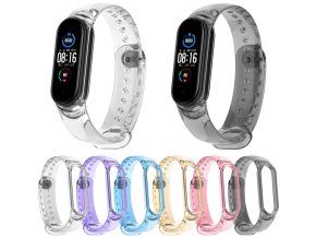 Silikonový průhledný řemínek měnící barvu Mi Band 5/6/7 (Barevná varianta Fialový)