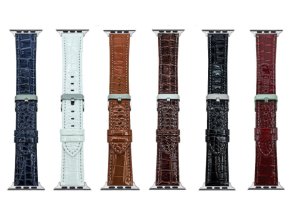 Lesklý koženkový řemínek pro Apple Watch 38/40/41/42(S10)mm (Barva náramku Tmavě červená)