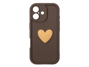 68273 1 silikonovy hnedy kryt s 3d srdickem pro iphone 17