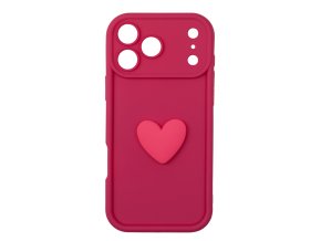 68318 1 silikonovy ruzovy kryt s 3d srdickem pro iphone 17 pro max