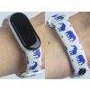Náhradní náramek Mi band 3/4/5/6/7 Modří sloni (Barevná varianta Bílá, Pro Přístroj Xiaomi Mi Band 7)