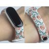 Náhradní náramek Mi band 3/4/5/6/7 Červené květiny (Barevná varianta Bílá, Pro Přístroj Xiaomi Mi Band 7)