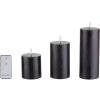 BUTLERS Sada 3 ks LED svíček s funkcí časovače - světle šedé