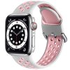 Dvoubarevný perforovaný řemínek s přezkou pro Apple Watch 38/40/41/42(S10)mm (Barevná varianta Bílo-Růžový)