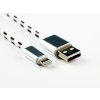 Pletený kabel USB na lightning 1m (Barva Šedo-černý)