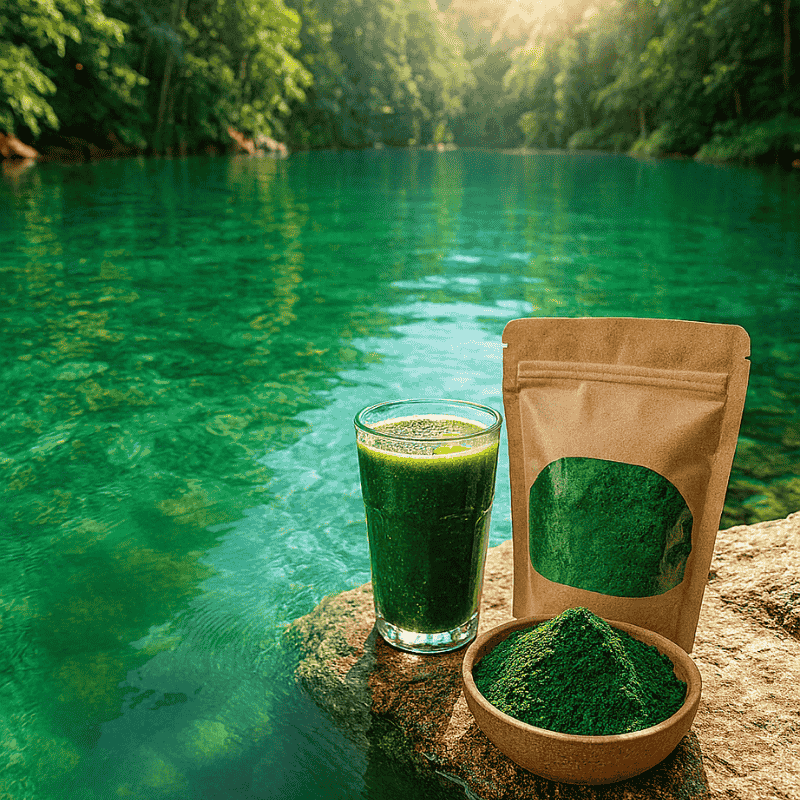 Spirulina v čistém jezeře energie