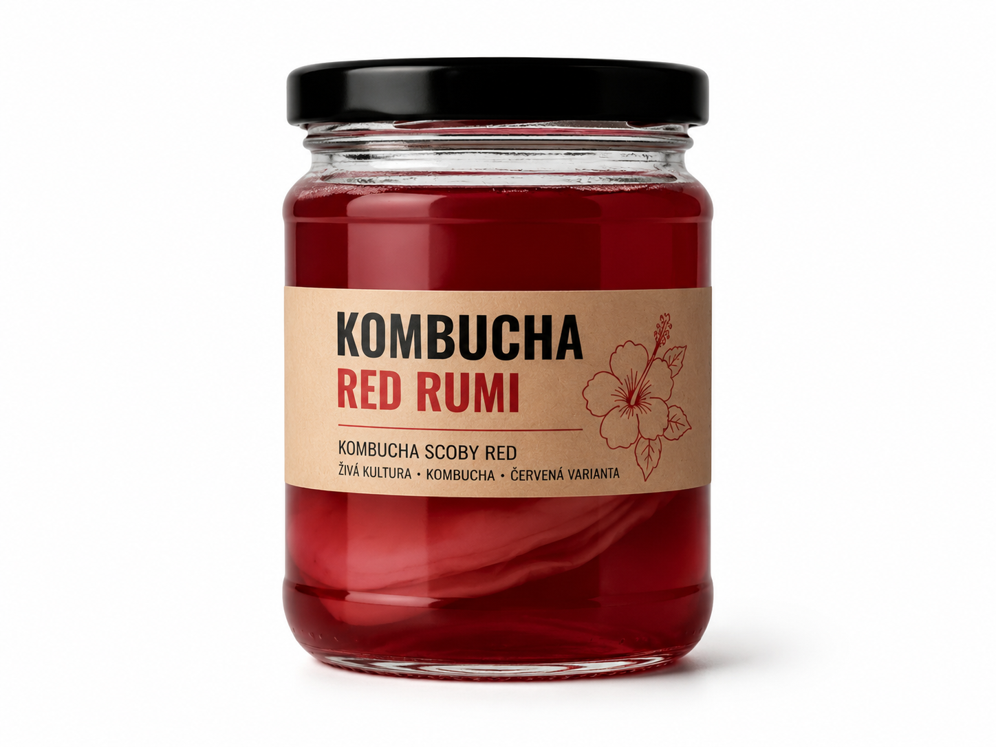 Kombucha SCOBY Red - růžová násada v rubínovém nálevu - Vyhonky.cz