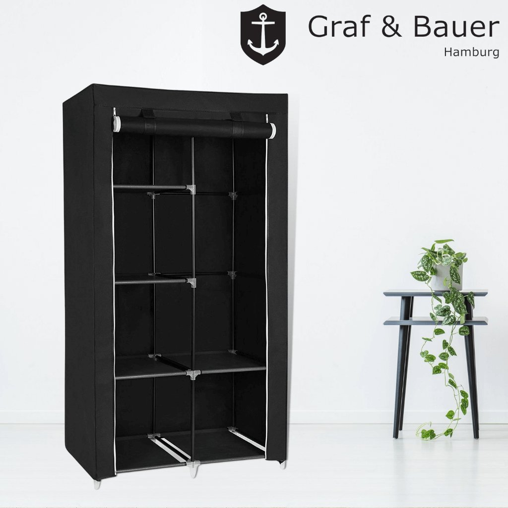 Graf & Bauer Textilní šatní skříň - 175 cm, černá