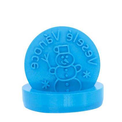 Vykrajovátko s motivem - Veselé Vánoce sněhulák (Průměr 6 cm)