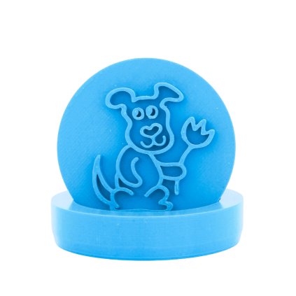 Vykrajovátko s motivem - Pejsek s tulipánem (Průměr 6 cm)