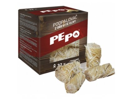 Pepo podpaľovač tuhý, drevitá vlna 32 ks