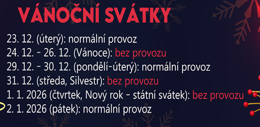 vánoční svátky provoz