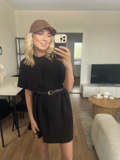 Minimalistické tričkové šaty – hnědé  Minimalistické tričkové šaty – hnědé