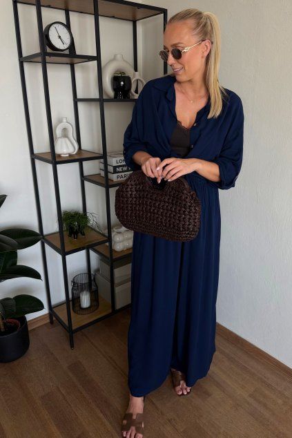 Viskózový komplet Emilia – tmavě modrý