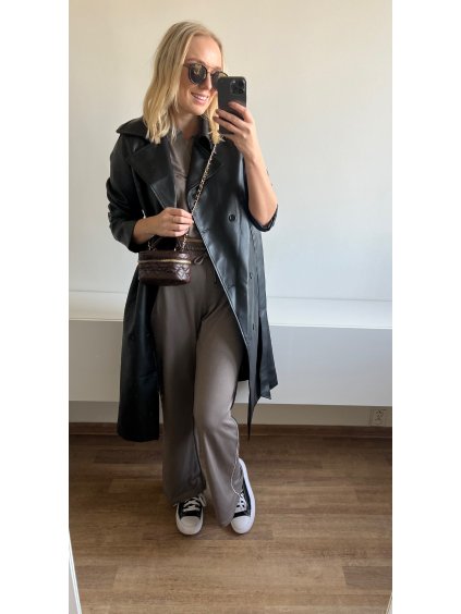 Exkluzivní hnědý komplet - pohodlný dámský set s krátkým rukávem