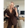 Elegantní sako s páskem – čokoládové
