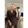Elegantní sako s páskem – čokoládové