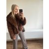 Krátký kožich z umělé kožešiny hnědý - stylový podzimní kabátek kožešinový